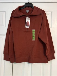 NWT Berkley Jensen Large Ribbed Quarter Zip Sweatshirt Women’s Sz L - Picture 1 of 9