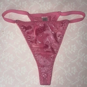 Thong String Bikini O/S Woman’s Panties Underwear BURNOUT Pink Semi Sheer - Picture 1 of 8