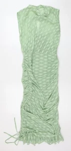 ASOS DESIGN Women's Green Ruched Dress Size 10 - Picture 1 of 12