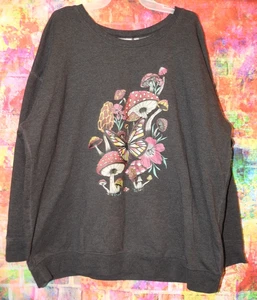 Torrid 2 2X 18/20 super soft Mushroom Butterfly pullover sweater sweatshirt grap - Picture 1 of 8