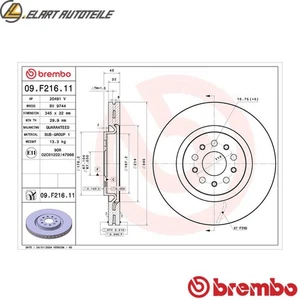 2x BREMSSCHEIBE 09.F216.11 FÜR MASERATI LEVANTESUV B630WM 3.0L M156D 3.0L 6cyl - Picture 1 of 8