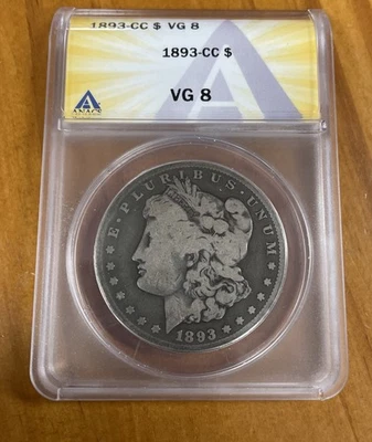 1893 CC Morgan Dollar ANACS VG. 8 - Image 1 of 4