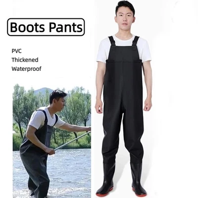 Thickened Boots Pants Waterproof Shoes Wader Set Chest Waders Boots  Men Women - Image 1 of 4