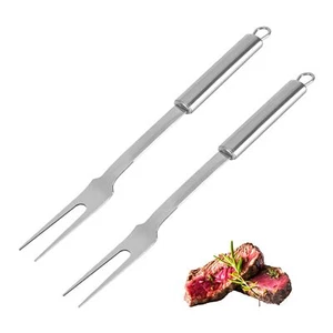 Stainless Steel Meat Forks - 13 Inch 2 Pieces Large Two-Prong Forks for Cooki... - Picture 1 of 7