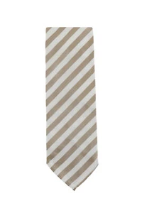 Cesare Attolini Beige Striped Silk Tie (1510) - Picture 1 of 4