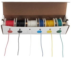Solid 24 Gauge Hook Up Wire Kit - Includes 6 Different Color 25 Foot Spools - Picture 1 of 4