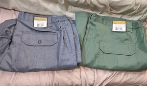 2 Haband Vtg Cargo Shorts Green Blue Sz 44 Pockets Outdoors Hiking Fishing NWT - Picture 1 of 8