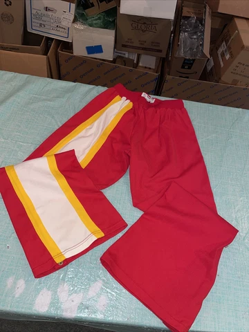 Adult 32 Authentic Sand Knit Houston Rockets Warm Up Pants NBA 80s Clean Red Cover
