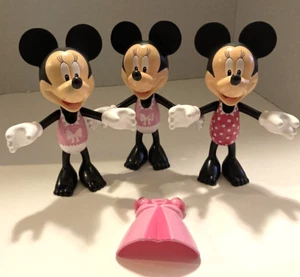 Disney Mattel Minnie Mouse Bow-Tique 5.5" Figures (3) Snap On Clothing Dress Up - Picture 1 of 13