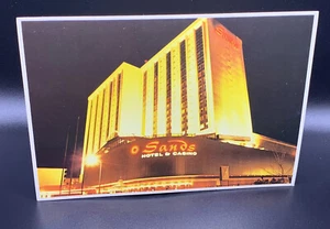 Postcard Sands Hotel Casino New Jersey NJ Vintage Atlantic City Night - Picture 1 of 5