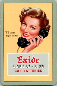 Exide Car Batteries Telephone 6 Spades Swap Playing Card Single Vtg Advertising - Picture 1 of 2