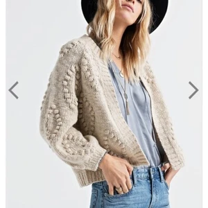 NEW LUCKY BRAND Bobble Diamond Oatmeal Wool Blend Knit Cardigan Sweater LARGE L - Picture 1 of 6