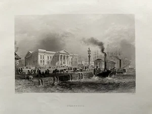 1840 Antique Print; Greenock Harbour & Port, Scotland after William Bartlett - Picture 1 of 2