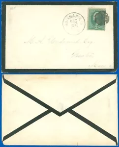 OCT 20 1880c Indianapolis Cds, MEDIUM THICK BORDER MOURNING COVER to Mass, #184! - Picture 1 of 1