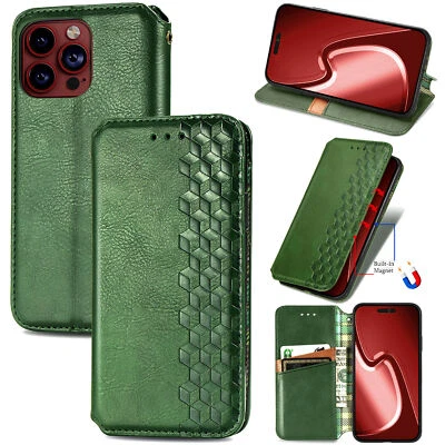 Magnetic Closure Leather Card Wallet Case Flip Stand Cover Hot For Various Phone - Image 1 of 4