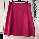 PER UNA Skirt UK 18 Hot Pink Linen Blend Lined A-line Embroidered Below Knee BN