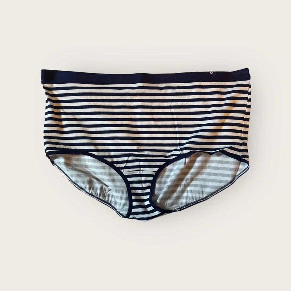 Lane Bryant Cacique Cotton Full Brief Panty 26/28 Navy Blue White Stripe (1393) - Image 1 of 1