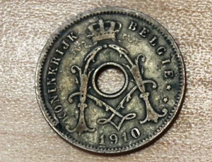 1910 Belgium 5 Centimes Dutch text Lamination Error - Picture 1 of 2