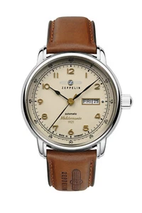 Zeppelin Reloj Hombre Automático con Day Date y Correa de Cuero 5 BAR 9664-5 - Imagen 1 de 2