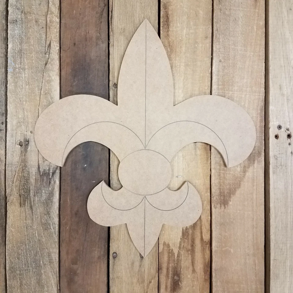 Decorative Fleur De Lis, Unfinished Wood Cutout, Engraved Wall D�cor, DIY Craft - Image 1 of 1
