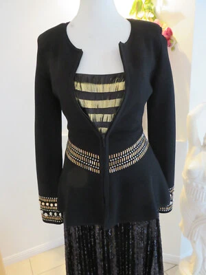 Iconic GUCCI Black & Gold Fringed top IT 40 NWOT 8-10 - Image 1 of 4