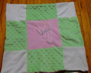 Messages from the Heart Pink Green Baby Security Blanket Lovey Kisses Heart - Picture 1 of 3
