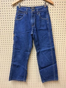 Vintage Polo Jeans Co Ralph Lauren Youth 12 Leather Banner Flag Denim Jean Blue - Picture 1 of 10