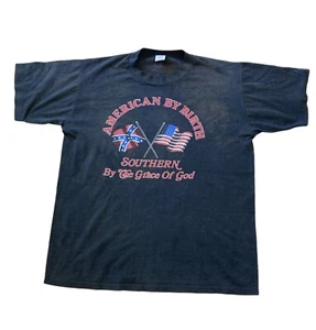 Vintage 80s Tee SOUTHERN BY THE GRACE OF GOD M/L Confederate American 50/50 - Picture 1 of 7