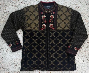 Suéter de manga larga forrado con cremallera completa vintage de diseño islandés para mujer talla - Imagen 1 de 10