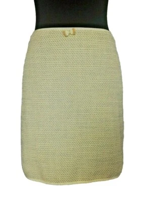 Falda Para Mujer Elie Tahari Talla L Blanco Azul A Lino Texturizado 12 Foto 1 de 4