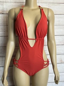 SAUVAGE CALIFORNIA Women Red "Spider" One Piece Bathing Suit Size L - Picture 1 of 7