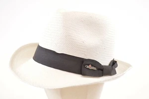 Wigens NWT 100% Raper Trilby Hat in White w/Black Trim Size 57 - Picture 1 of 6