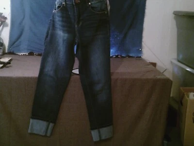 Maurices, Vaqueros de tiro alto para niñas, talla 6, puños enrollados, 5 bolsillos, cintura elástica,  Foto 1 de 2