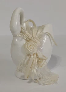 Maceta de colección Enesco cerámica blanca decorativa cisne miniatura 4 pulgadas 1987 - Imagen 1 de 9