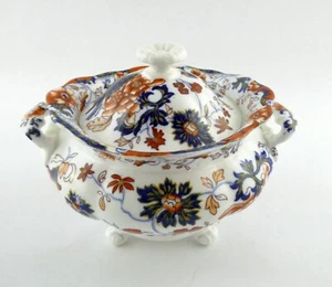 Antiguo azucarero chinoiserie japonés de porcelana Amherst Japón con tapa de la década de 1850 - Imagen 1 de 15