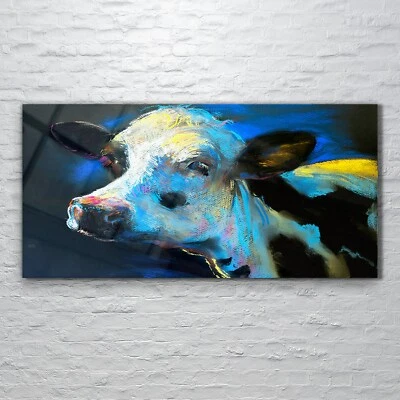 Wandbilder Glasbild Druck auf Glas 120x60 Kunst Bild Farm der Tiere Malerei Kuh - Bild 1 von 4