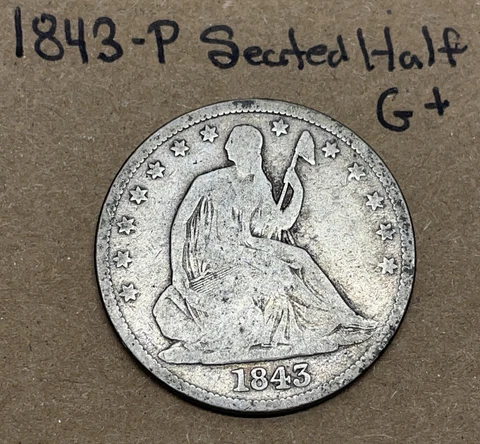 1843-P Seated Half Dollar Good+ Nice Problem Free Early Date Cover