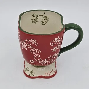 Temp-tations By Tara Festive Floral Lace Christmas -Red/White/Green Footed Cup - Picture 1 of 8