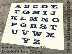 Wunschtext Sticker Carbon Blau Emblem Schriftzug Autoaufkleber Modellbezeichnung - Picture 1 of 2