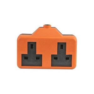 Orange Heavy Duty 2 Gang Trailing Rubber Socket 13A High Impact Extension - Picture 1 of 1