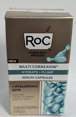 ROC MULTI CORREXION HYDRATE + PLUMP NIGHT SERUM CAPSULES 30 COUNT NIB - Image 1 of 4