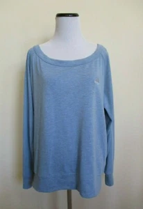Adidas Size L Womens Climalite Wide Neck Long Sleeve Top Heather Light Blue - Picture 1 of 5
