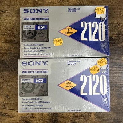 2 New Sony Mini Data Cartridge Qd 2120 Compatible with DC2120 Qic-80 120 250 Mb - Image 1 of 2