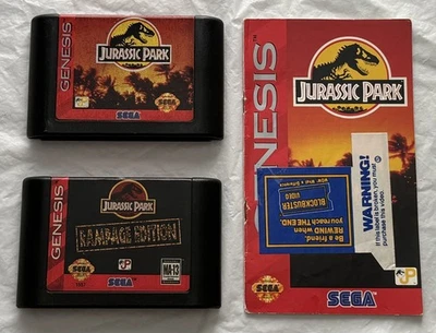 Jurassic Park (W/ Manual) + Jurassic Park Rampage Edition Both For Sega Genesis - Image 1 of 4