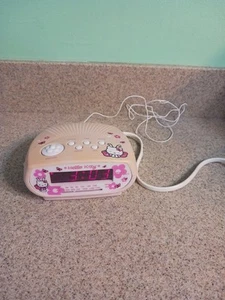 Vtg 2003 Sanrio Hello Kitty Pink Sun Faded Radio Clock Alarm Tested Working READ - Picture 1 of 5