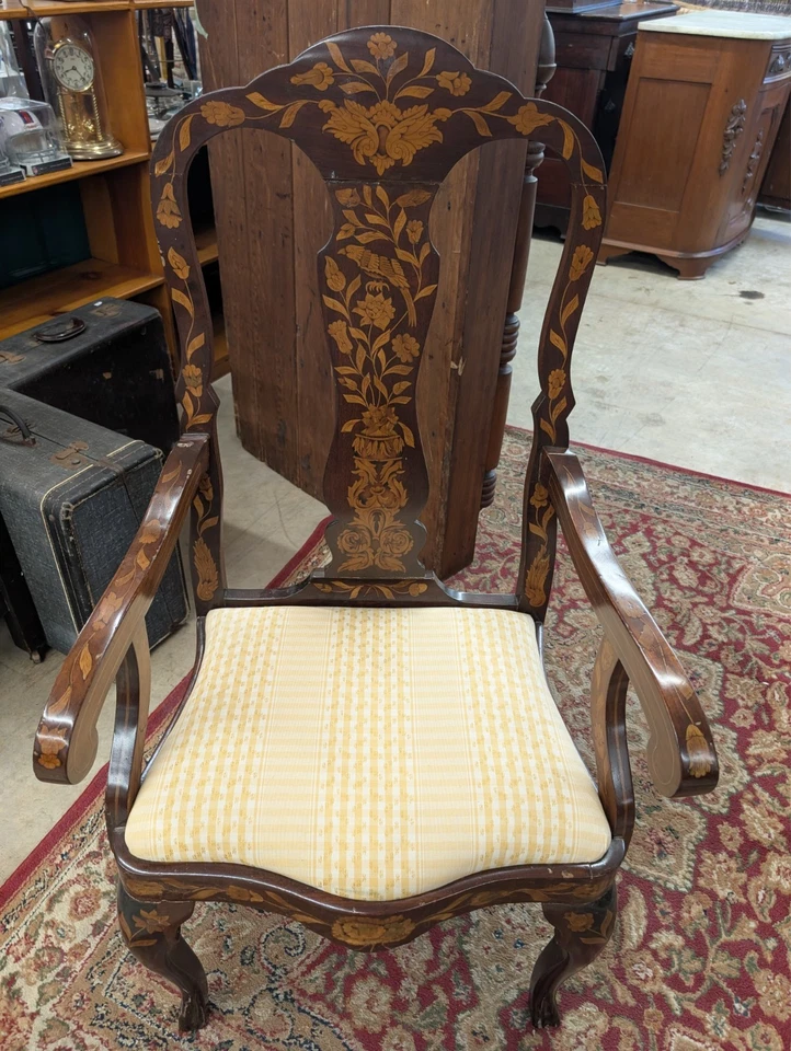 Vintage 19th Century Antique Dutch Mahogany Marquetry Arm / Desk Chair - Image 1 of 4