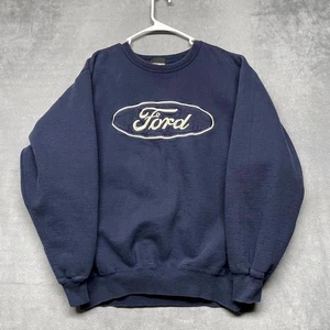 Vintage Autobahn Ford Oval Sweatshirt Herren Large Navy Blau Baumwolle Fleece Gefüttert - Bild 1 von 7