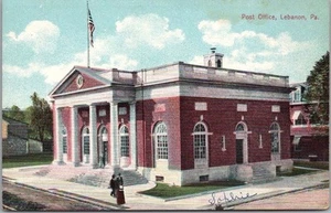 Postal de colección de la década de 1910 LÍBANO, Pensilvania edificio de oficinas postales/vista a la calle - Imagen 1 de 2