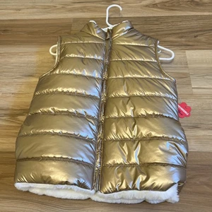 Chaleco reversible para niñas (piel sintética dorada y blanca) grande para niños - Imagen 1 de 6