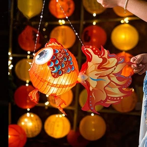 Handmade Koi Lantern Material Package Paper Lanterns Kids Gift - Picture 1 of 11